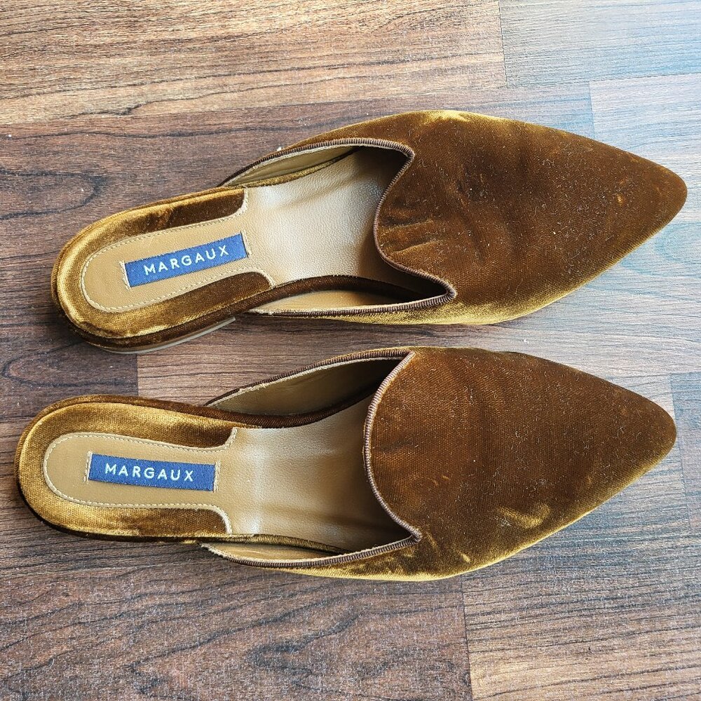 Margaux Velvet pointed toe slip on mules rust brown size 38